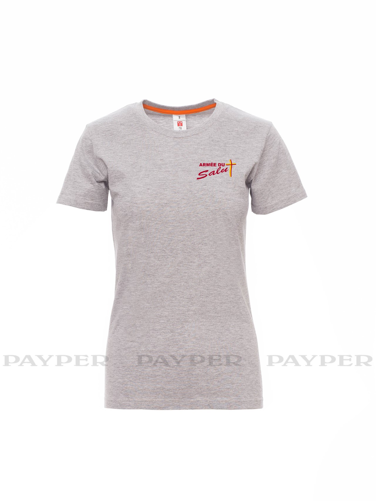 T-shirt femme gris chiné avec logo serigraphié